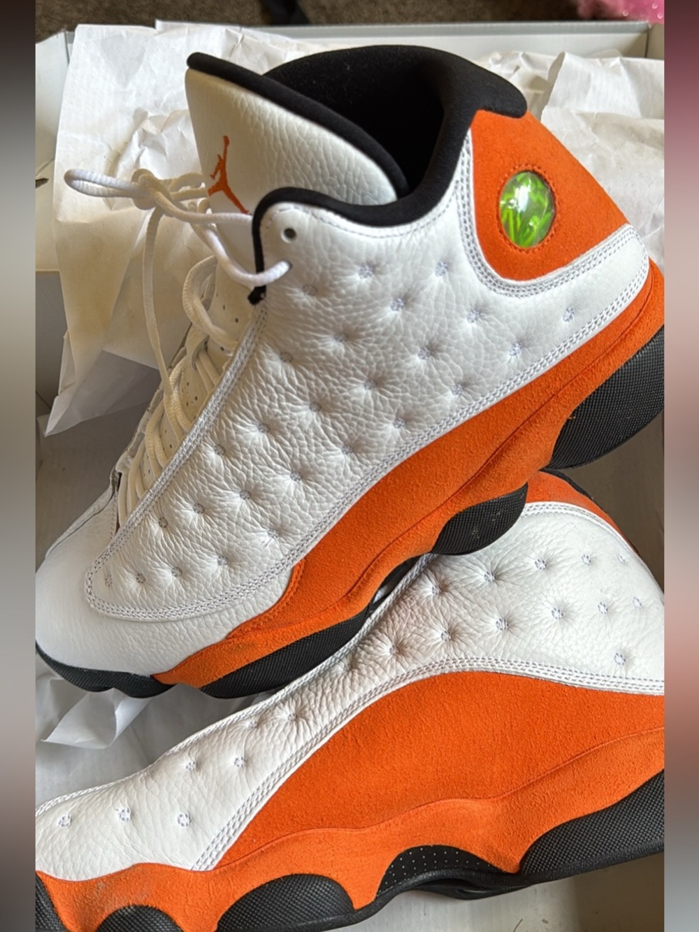 Jordan White & Orange Retro Basketball Sneakers !STARFISH!